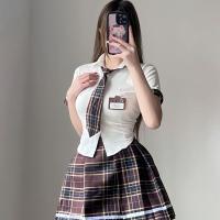 Plus Size 200 lbs Sexy JK Uniform Set - Seductive Schoolgirl Role Play Outfit, Busty College Style Lingerie thumbnail