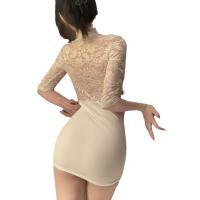 Plus Size Sexy Secretary Outfit - OL Bodycon Dress & Matching Lingerie Set for Women Up to 200 lbs thumbnail