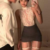 Plus Size 200lb Seductive Lace Bodycon Dress - Secretary Style Erotic Lingerie Set for Women thumbnail