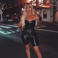 Sexy Backless PU Bodysuit for Women - Trendy European-American Style Fall Winter 2021 Outfit thumbnail