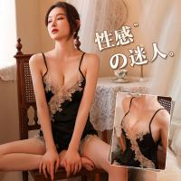 2023 Sexy Women's Ice Silk Lace Cami Sleep Dress Set – Pure & Alluring Lounge Wear, Dropshipping Friendly thumbnail