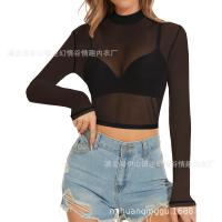 2024 Sexy Sheer Mesh Long Sleeve Crop Top – Women's Europe and America-Style Lingerie Top for Bold Confidence thumbnail
