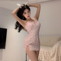 2025 Backless Lace Sleep Dress for Women – Sexy Deep V Cut, Floral Mesh Nightgown with Sheer Cutouts thumbnail
