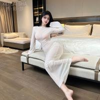 2025 Couples Fun Lingerie Set – Sheer Sexy Vacation Cover-Up, Backless Long Sleeve Knit Nightgown Dress thumbnail
