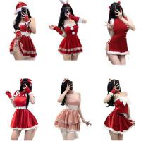 Red Lingerie Set 2025 New Year Outfit - Sexy Christmas Costume Sleepwear for Small Bust & Plus Size Women thumbnail