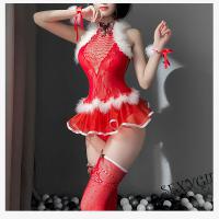 Shimeisha 2025 New Year Red Velvet Deer-Themed Lingerie Set – Sexy Mesh Bodysuit with Plush Antlers thumbnail