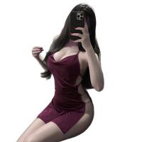 2025 Women's Seductive High-Slit Low-Cut Lace Sleep Dress Set – Sexy At-Home Lingerie Ensemble thumbnail
