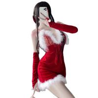 2025 New Year Lingerie Set – Sexy Furry Strap Nightdress & Uniform Outfit for Women thumbnail
