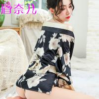 2026 Japanese-Style Sexy Lace Robe Set – Plus Size Kimono Bathrobe with Floral Print & Tied Waist for Romantic Lingerie thumbnail