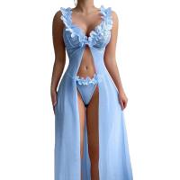2026 Sheer Lace Long Slip Dress – Sensual Mesh Backless Nightgown & Lingerie Set for Women thumbnail