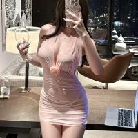 Luxury Women's Backless Halter Bodycon Dress - 2026 Premium Uniform Style Mini Dress with High Slit & Tight Fit thumbnail