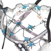 Embroidered Garter Belt Set with Steel Ring - Sexy Women's 3-Piece Lingerie Outfit,Europe and America-Style Split Design thumbnail