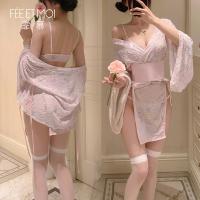 Feimu Japanese-Style Seductive Side-Open Thong Set – Revealing Cheeky Lingerie, No-Remove 3-Piece Erotic Underwear 6604 thumbnail