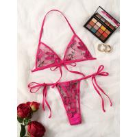 Lace Bra and Thong Set - 3-Piece Floral Embroidered Sexy Lingerie for Women, Elegant Bridal & Vacation Underwear thumbnail