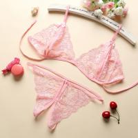 Lace Sexy Bikini Set with Open-Crotch Thong - Romantic Lingerie Sleepwear for Women, Plus Size 3-Piece Gift Set thumbnail