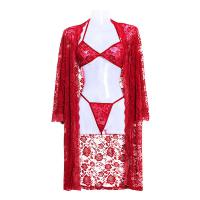 Lace Sexy Lingerie Set for Women - Plus Size Transparent Adult Costume Sleepwear Robe 3-Piece Ensemble thumbnail