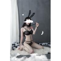 Lace Sheer Bunny Girl Costume Set – Sexy 3-Piece Transparent Outfit with Rabbit Ears & Slimming Design thumbnail