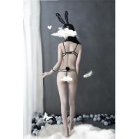 Lace Sheer Bunny Girl Costume Set – Sexy 3-Piece Transparent Outfit with Rabbit Ears & Slimming Design thumbnail