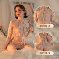 Manny Night Sexy Pearl Halter Maid Lingerie Set - Seductive 3-Piece Costume Outfit with Push-Up Bra & Thong thumbnail