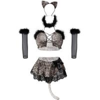 Mannyan Leopard Print Catwoman Costume Set - Sexy Cosplay Lingerie Outfit, 3-Piece Kitten Costume for Adults thumbnail
