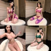 NightSoothe Lace Lingerie Set – Seductive 3-Piece Bikini Bra & Panty Collection for Women thumbnail