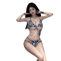 Sexy Leopard Print Lace Bra Set – Seductive 3-Piece Bikini with Chain Detail, Factory Direct thumbnail
