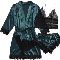 European Women's Lace Sleepwear Set - Sexy Matching 4-Piece Pajama Set for Plus Size & Curvy Women thumbnail