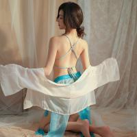 Vintage Chinese-Inspired Lingerie Set - Sheer Mesh Cheongsam Bodysuit with Retro Doudou & Chiffon 4-Piece Outfit thumbnail