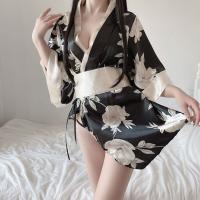 Japanese Kimono Lingerie Set for Women - Sexy Playful Fox-Themed Costume with Floral Print