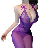 Sexy Lace Sheer Slip Dress - Provocative Mesh Bodycon Nightclub Outfit for Women thumbnail