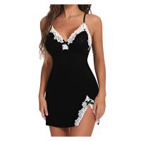Plus Size 5XL Sexy Lace Sleep Dress with Side Slit – Busty & Curvy Women's Sensual Slip Nightgown thumbnail