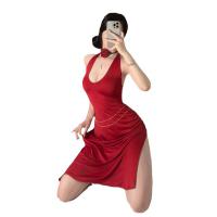 Yilanfang New Bride Cheongsam Lingerie Dress - Deep V Neck Halter Erotic Nightwear Set for Romantic Bedroom Moments thumbnail