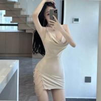 Sexy Hot Girl Fashion Lingerie Slip Dress with Chain Detail & High Slit - Bodycon Mini Dress thumbnail