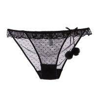 Gorgeous Cloud Lace Bikini Panties - Sexy Sheer Mesh with Fluffy Pom-Poms, Low-Rise Tempting Underwear for Women thumbnail