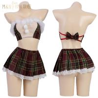 Mannyan Sexy Off-Shoulder Pleated JK Skirt Set - Christmas Student Uniform Outfit 9077 thumbnail