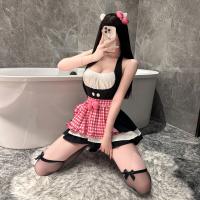 Starry Night Kitty Cat Lingerie Set – Sexy Cute Maid Costume with Bow & Apron, 9644 thumbnail