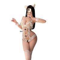 Pure & Seductive Lace Bodysuit - Open-Crotch Maid Costume for Women, Sensual Sleepwear Outfit A910 thumbnail
