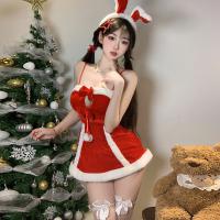 Adorable Reindeer Christmas Cosplay Bunny Girl Outfit - Red Holiday Lingerie Set & Sexy Sleepwear thumbnail