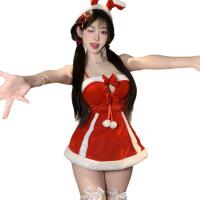Adorable Reindeer Christmas Cosplay Bunny Girl Outfit - Red Holiday Lingerie Set & Sexy Sleepwear thumbnail