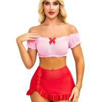 Amazon Best-Selling Sexy Lace Sleepwear Set for Women – Off-Shoulder Sheer Mesh Two-Piece Nightwear, Plus Size thumbnail