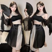 Ancient Chinese Hanfu Lingerie Set - Sheer Sensual Sleep Dress & No-Remove Costume for Performance or Role Play thumbnail