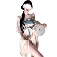 Ancient Chinese Style Lingerie Set - Sheer Chiffon Hanfu Dress with Seductive Palace-style DUDOU for Women thumbnail