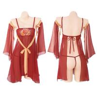 Ancient Peony Dance Sleeve Set - Floral Hanfu-Inspired Sensual Lingerie & Silk Sleepwear thumbnail