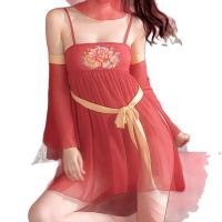 Ancient Peony Flowing Sleeve Set - Chinese Hanfu-Inspired Sexy Lingerie & Silk Sleepwear Ensemble thumbnail