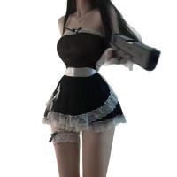 Black Maid Costume for Women - Sexy Lingerie Outfit with Sheer Mesh Skirt, Role Play Uniform thumbnail