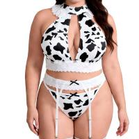 Black and White Cow Print Lingerie Set - Sexy Push-Up Bikini with Non-Slip Grip, Pure Temptation Style thumbnail