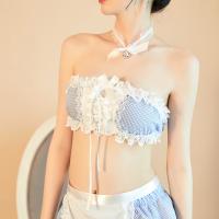 Blue Gingham Maid Costume for Women - Sexy Lingerie-Style Servant Outfit, No-Remove Design thumbnail