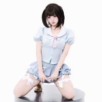 Blue Sweet-Play Lingerie Skirt - Flirty Cupcake Mini Dress with High-Waist Slimming Fit & Feminine Ruffles thumbnail