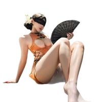Butterfly Dream Qipao Lingerie Set for Women – Pure & Tempting Split-Style Tie-Up Sleepwear, No-Remove Design thumbnail
