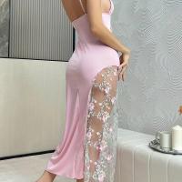 Butterfly Embroidery Lingerie Sleep Dress - Sexy Sheer Mesh Floral Nightgown with Bow Detail,European and American Style thumbnail